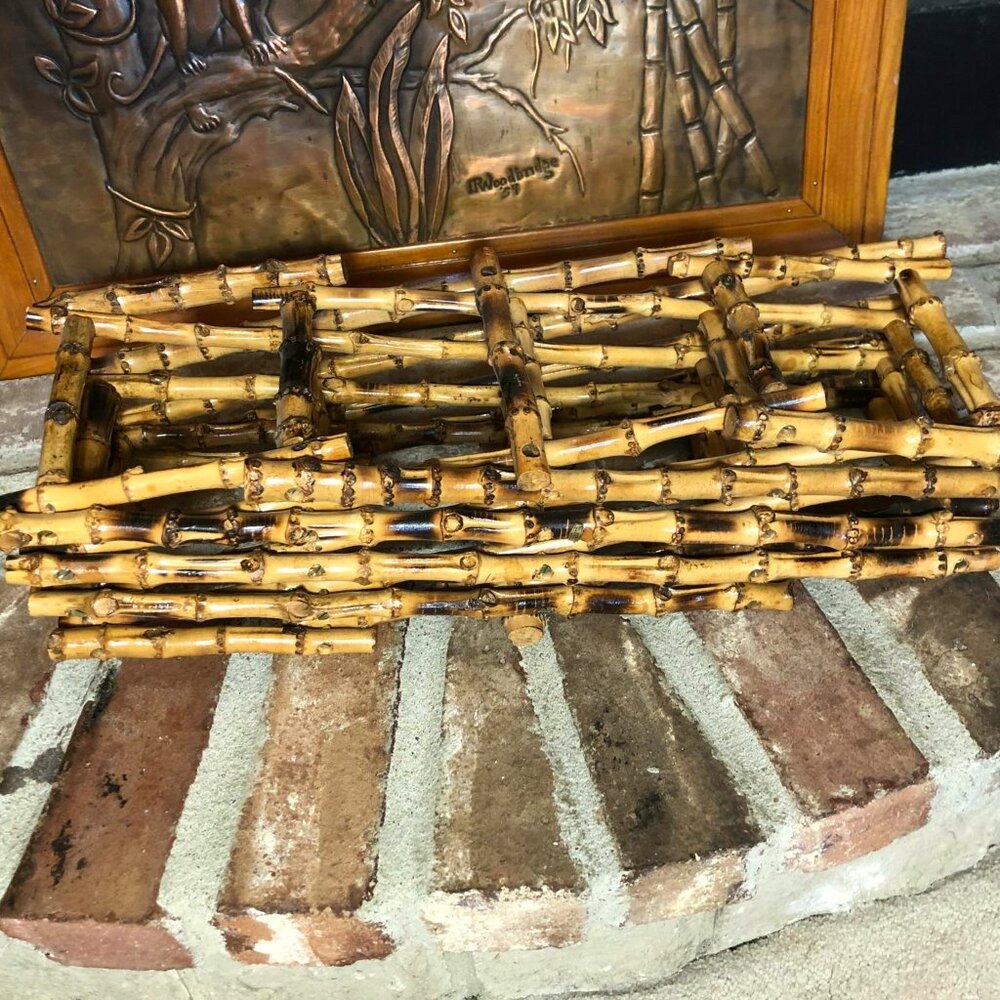 MCM burnt bamboo accordion style wine rack - Picture 8 of 10